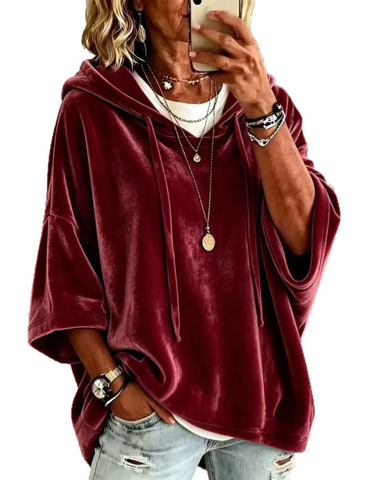 Sweatshirt 3/4-Erm Fløyel Hetter