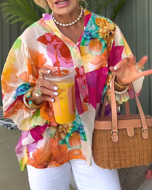 Bluse Oljemaleri Stil Langermet