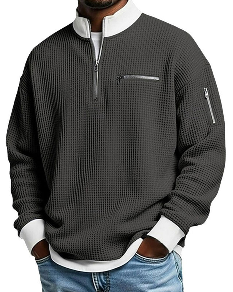 Sweatshirt Ståkrage Kontrasterende Glidelås