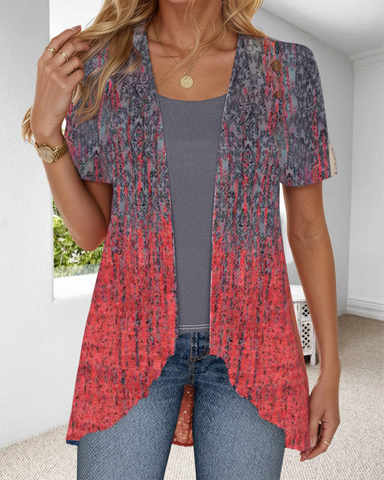 Bluse Falsk To-Del Korteermet Uregelmessig