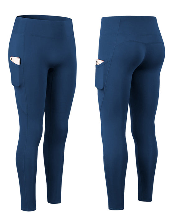 Ensfargede leggings med fleecelommer