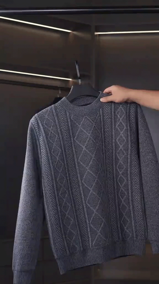 Genser MennS Vinter Fôret Med Fløyelsvarme Strikket