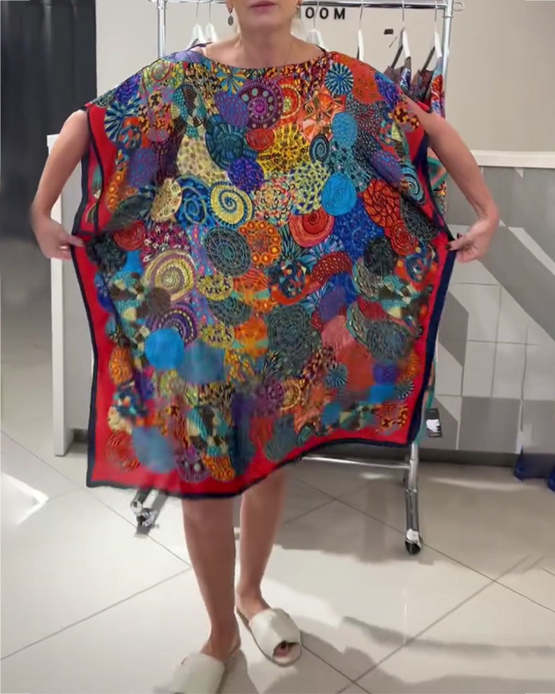 Kjole Bohemisk Trykk Flagermus Erme