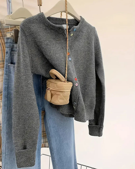 Cardigan uformell ensfarget langermet