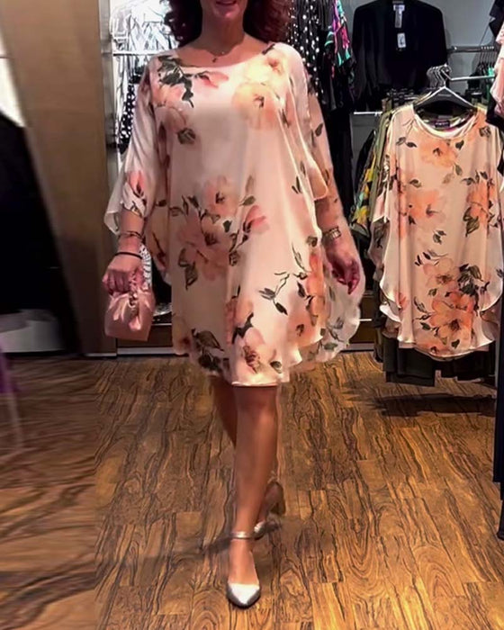 Kjole Trykket Flaggermusermet