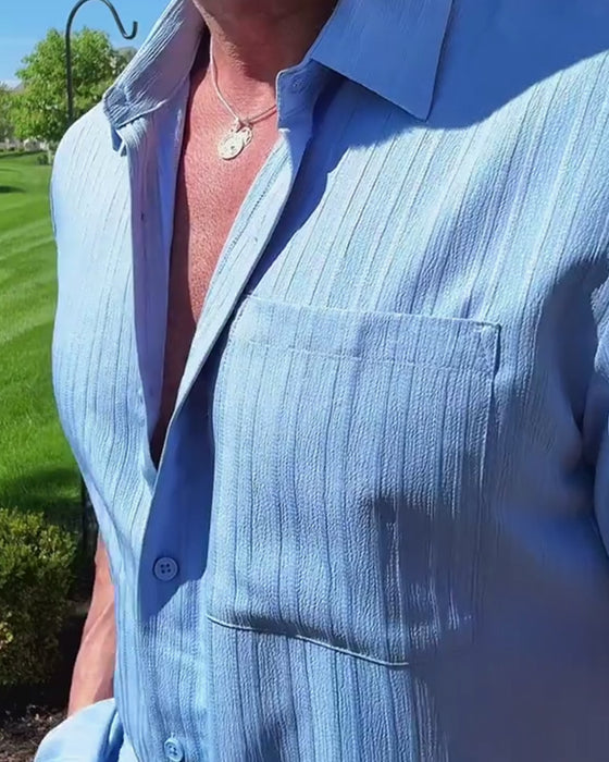 Skjorte Ensfarget Kort Erme Casual