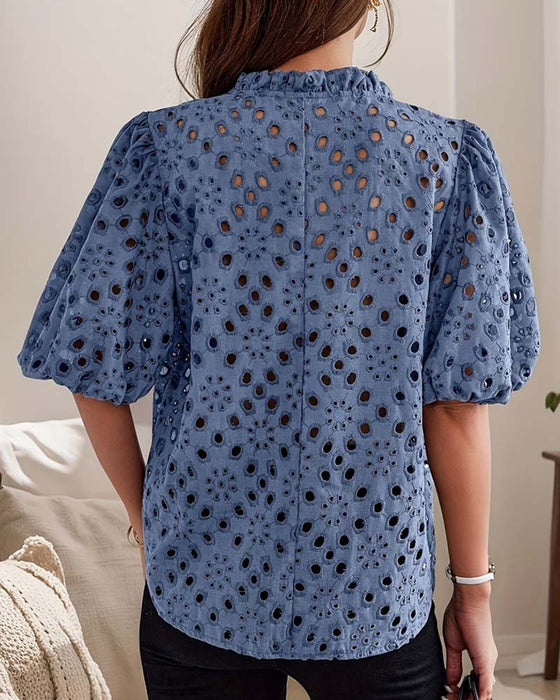 Bluse Hollow Out Boble Erme