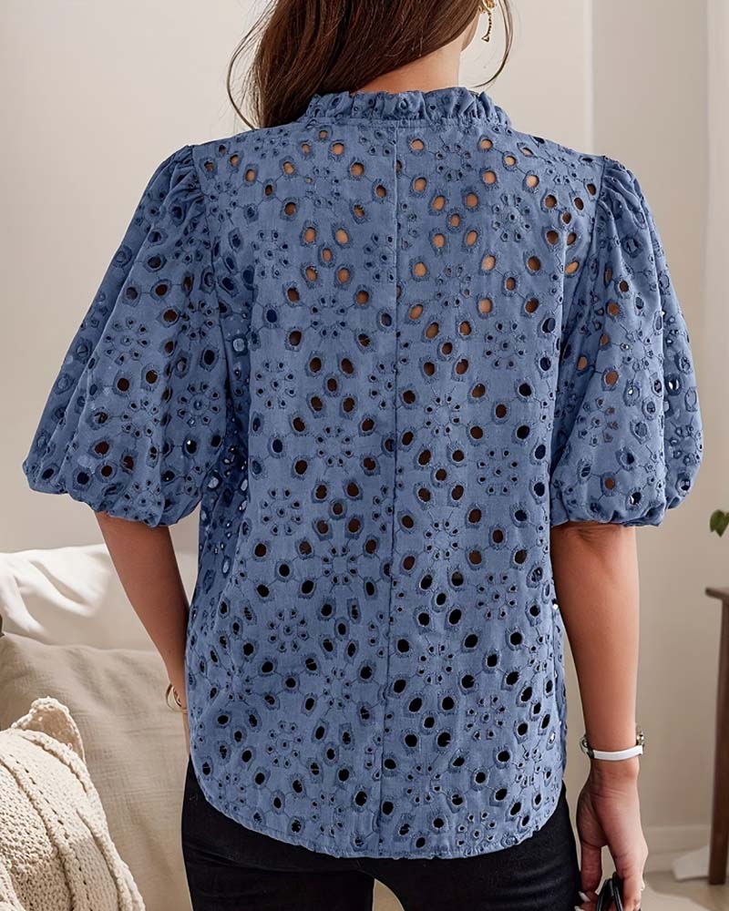 Bluse Hollow Out Boble Erme