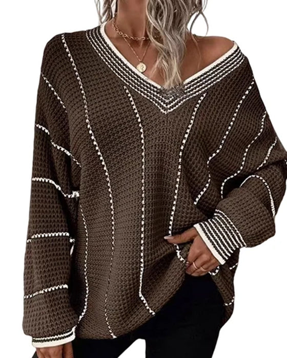 Pullover Genser Avslappnet Loose Fit Stripe