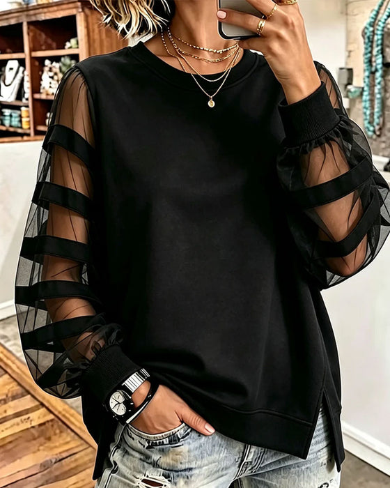 Sweatshirt Rund Hals Sliss Solid Farge Tyll