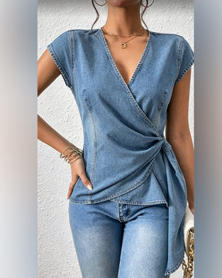 Bluse V-Utringning Vridknute Design