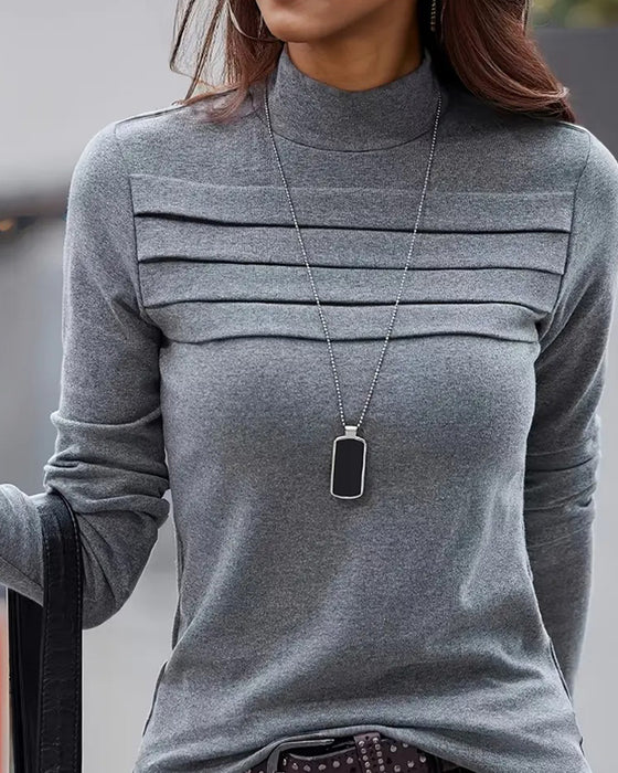 Topp Slim Fit Plissert Langermet