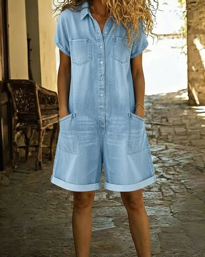 Kjeledress Kort Erme Denim