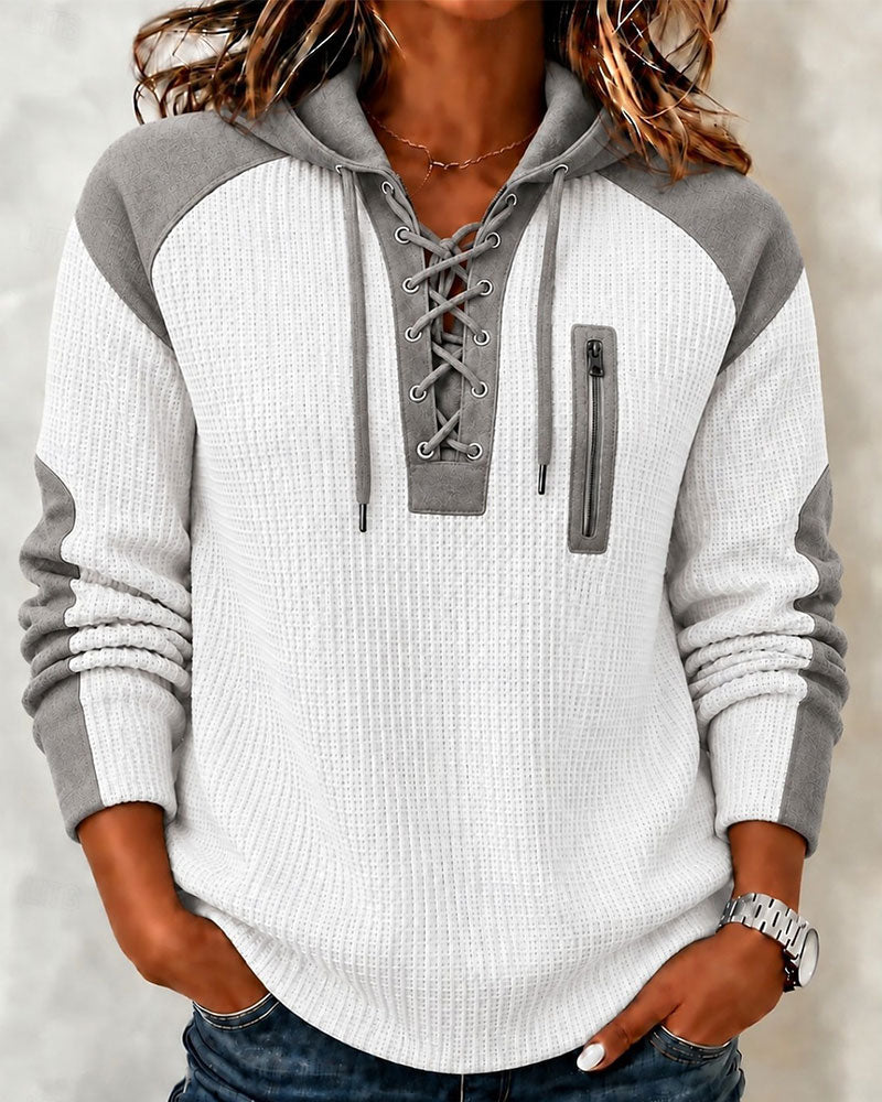 Hoodie Snøring Fargeblokk Design
