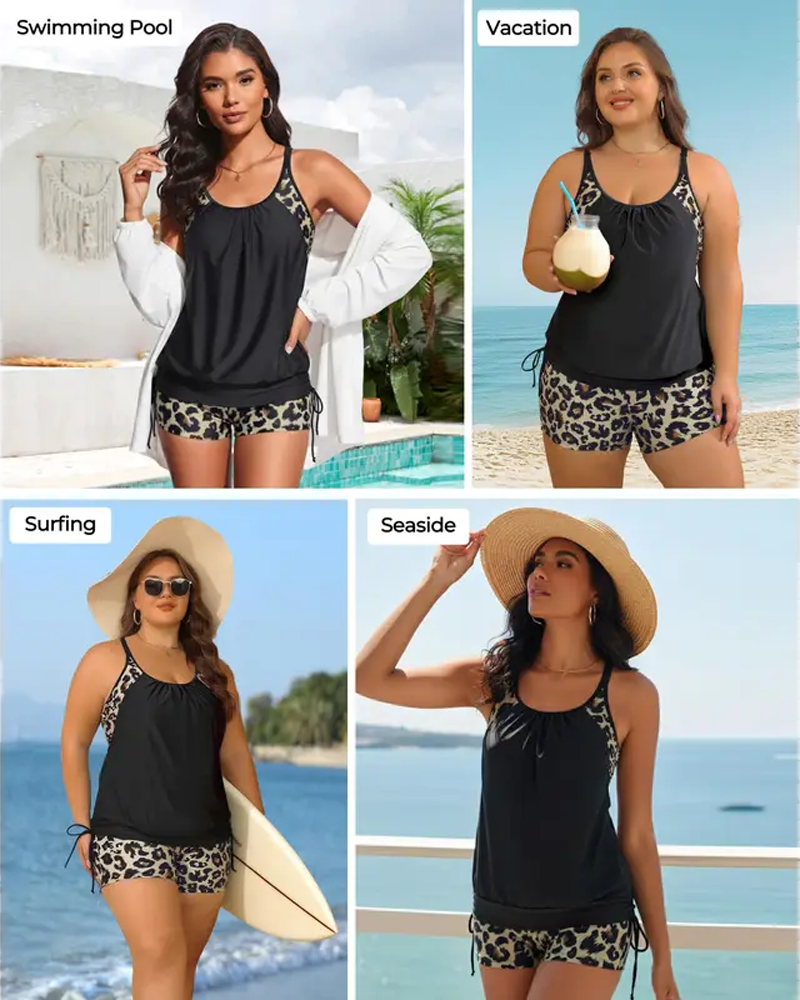 Tankini Ermeløs Leopard Lappeteppe Snøre