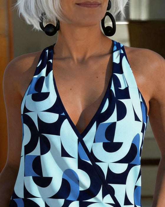 One-Piece Geometrisk Trykk Halter