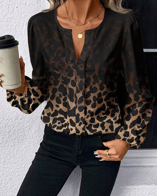 Skjorte Puffermet Gradient Leopardprint