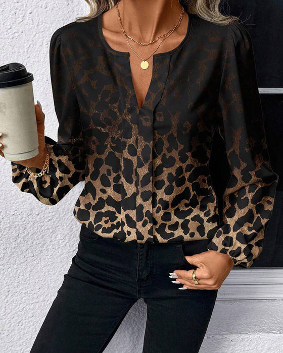 Skjorte Puffermet Gradient Leopardprint