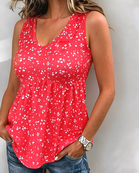 Tanktopp V-Utringning Blomstret Trykk Babydoll