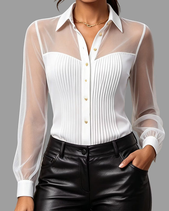 Skjorte Knapp Casual Solid