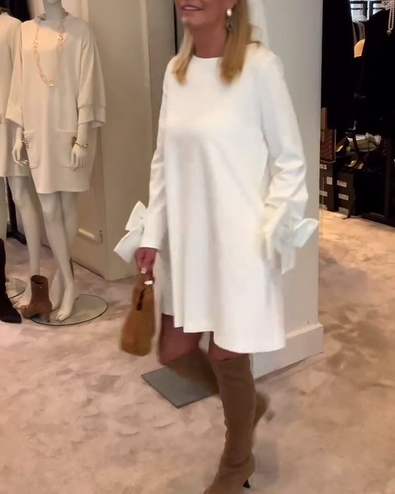 Kjole Modig Rund Hals Sløyfe Erm