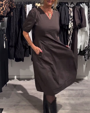Kjole V-hals Lomme Casual