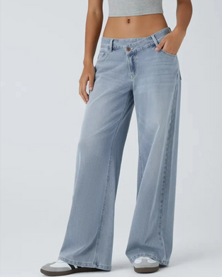 Jeans Asymmetrisk Lav Midje Vide Ben
