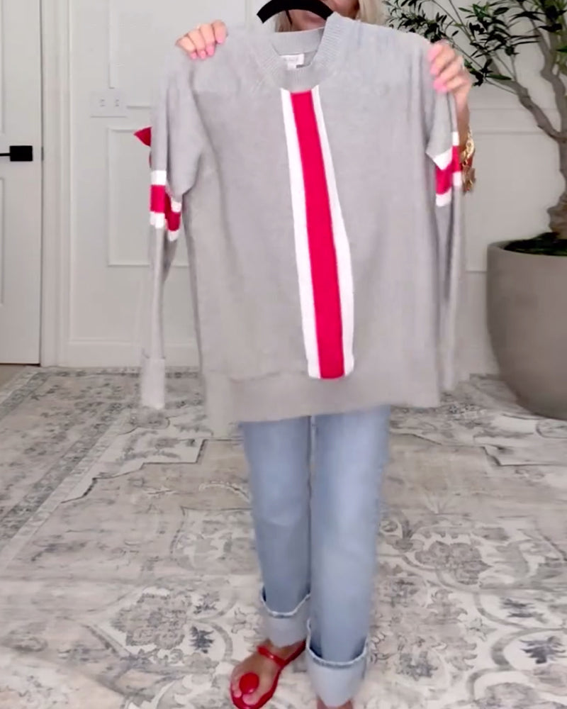 Rundhalset Langermet Kontrastfarget Genser