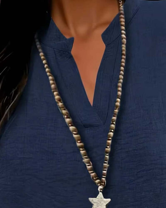 Bluse Ensfarget Sidesplitt Kortermet