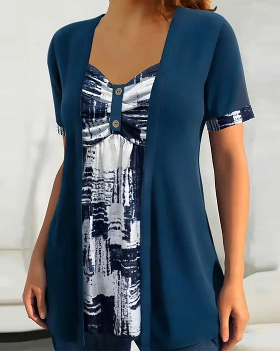 Bluse Trykt Falsk Todelt Uregelmessig