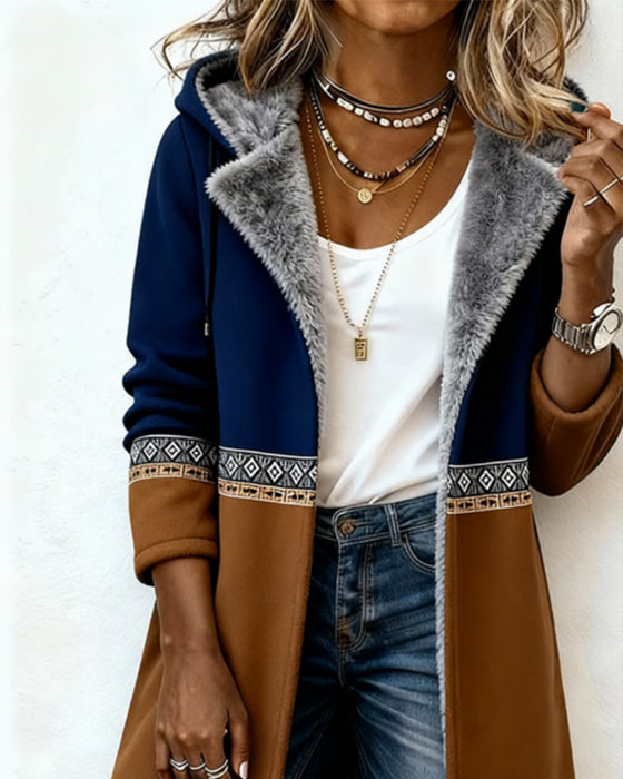 Fashionabel Langermet Frakk Med Hette