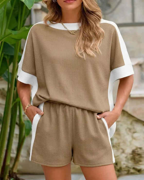 Set Fargeblokk Kort Erme Shorts Avslappnet