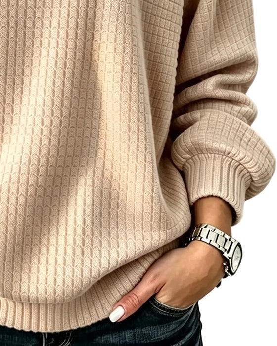 Sweatshirt Rund Hals Knapp Solid
