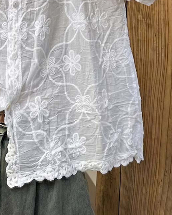 Bluse Fransk Blonder Tre Kvarter Erme