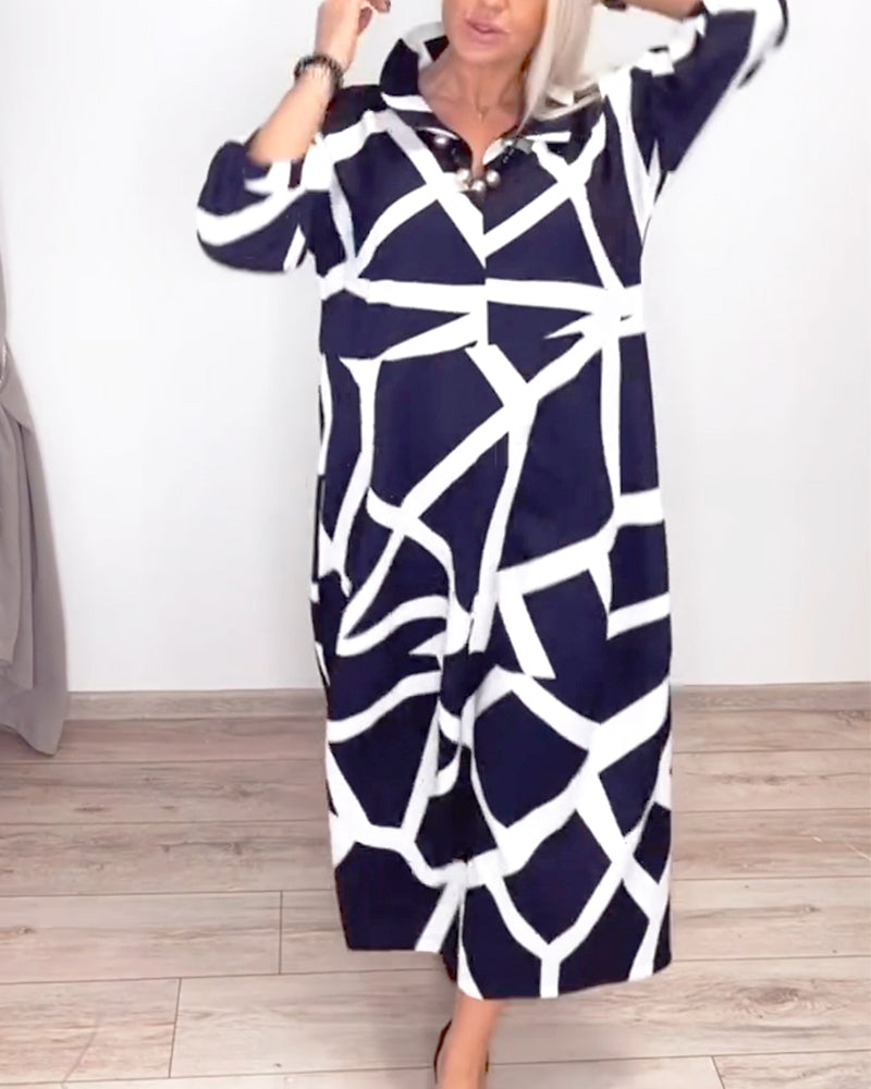 Kjole Jakkeslag Løs Geometrisk Trykk