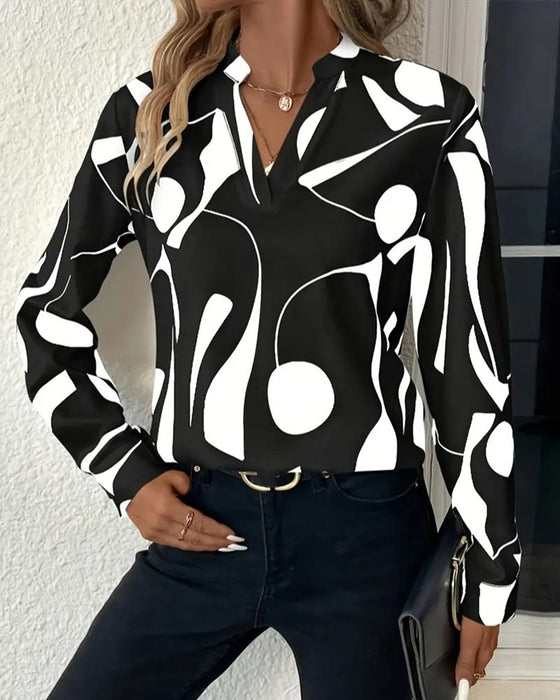 Bluse Abstrakt Geometrisk Trykk