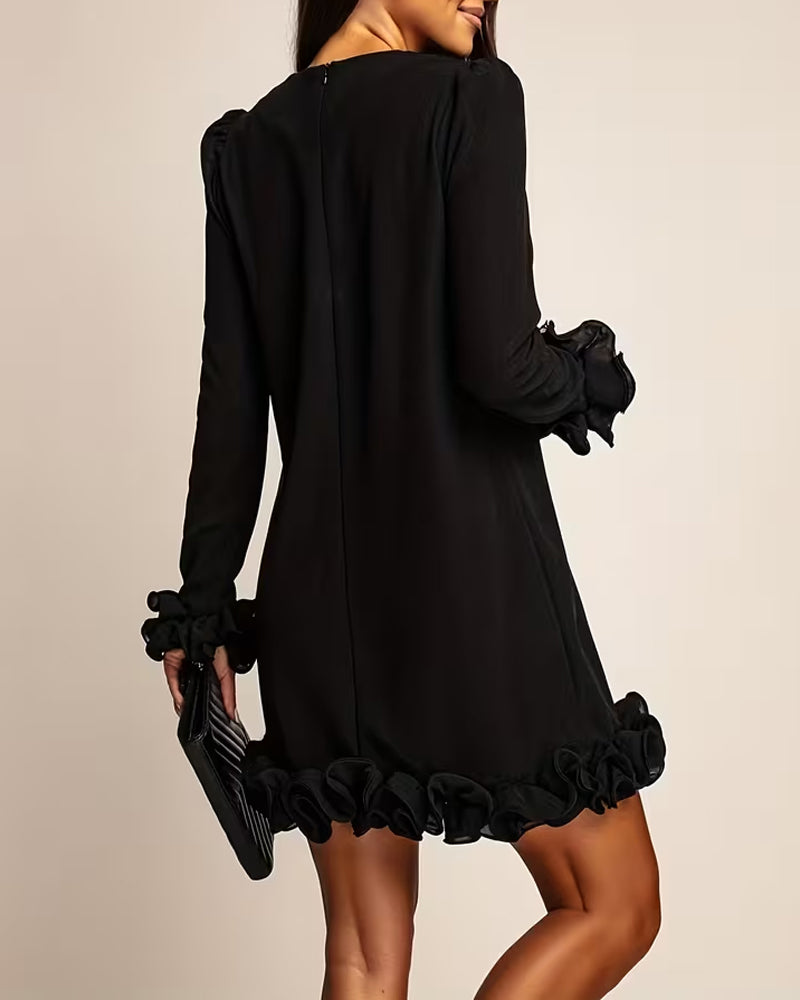 Kjole Puffermme Rett Blomsterknupp