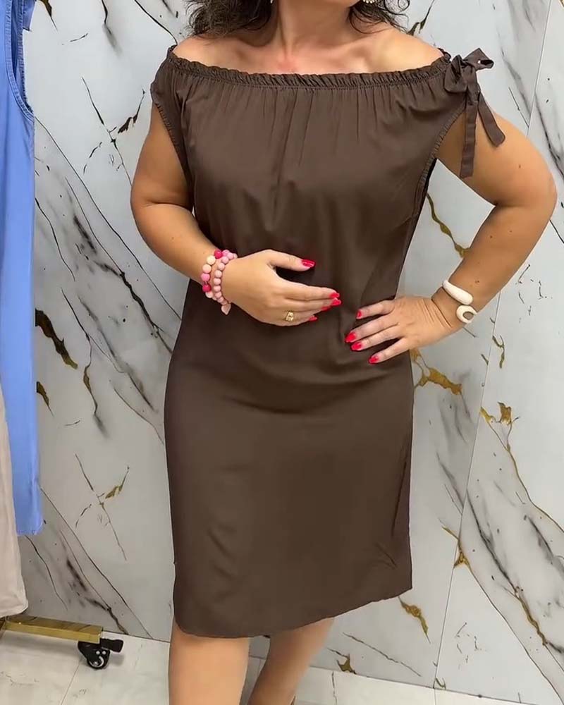 Kjole Off-Shoulder Slips Solid