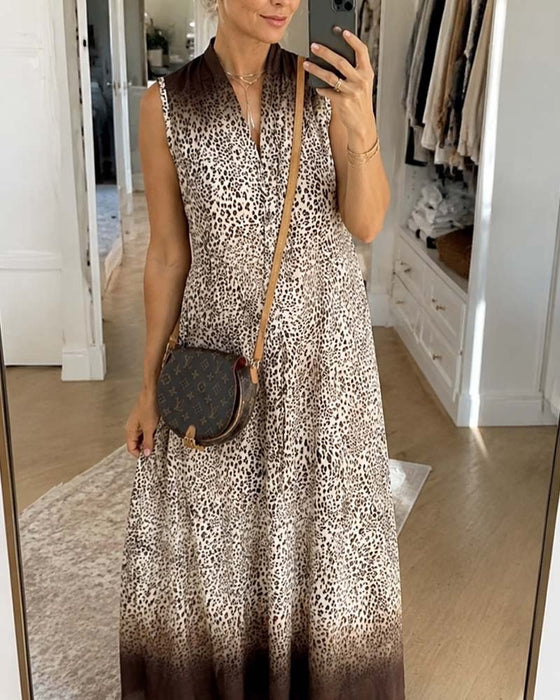 Kjole Ermeløs Gradient Leopard