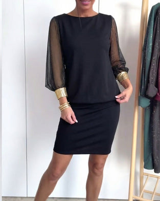 Kjole Netting Fargekontrast Langermet