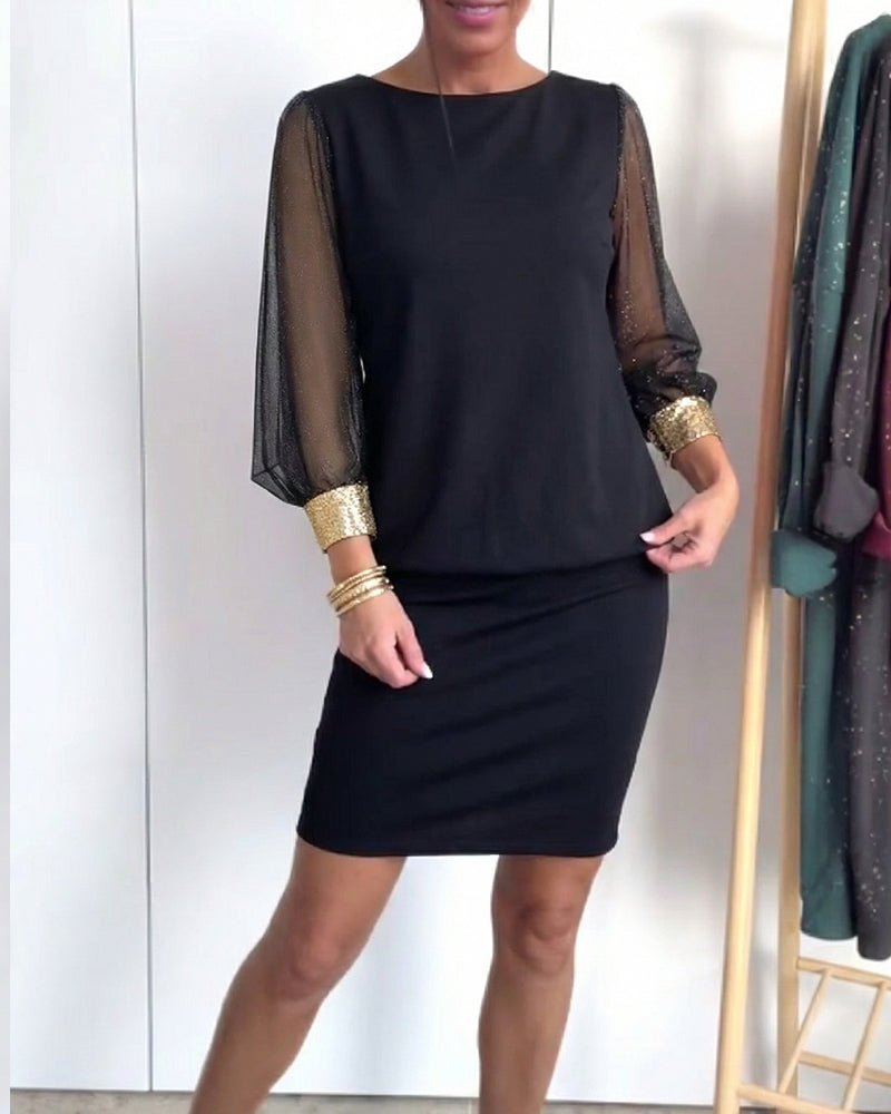 Kjole Netting Fargekontrast Langermet