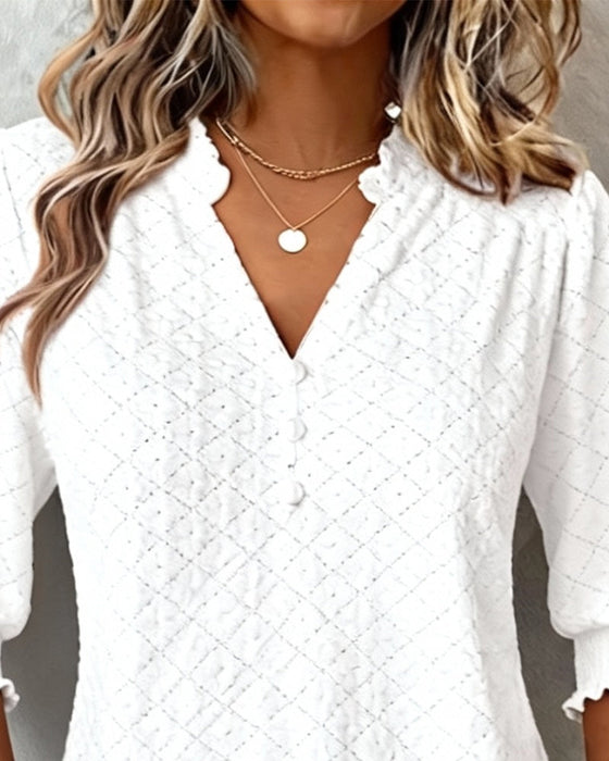 Topp V-Hals Argyle Kortermet