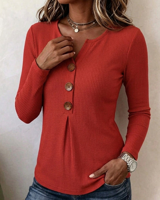 Ribbestrikket Slim-Fit Langermet Topp