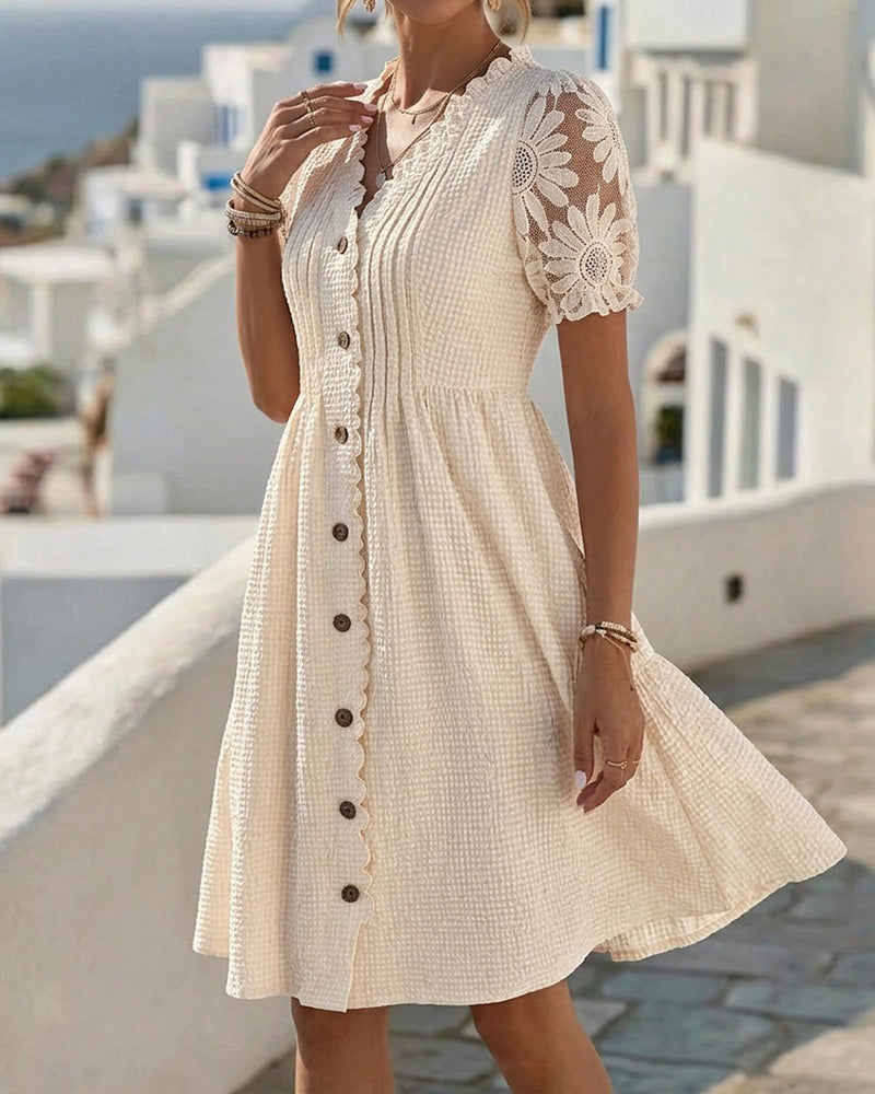 Kjole Puffererme Solsikke Blonde Patchwork