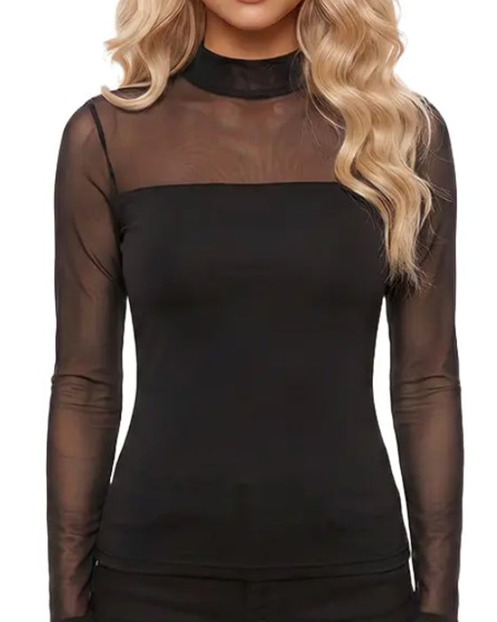 Topp Mesh Tettsittende Lang Erme