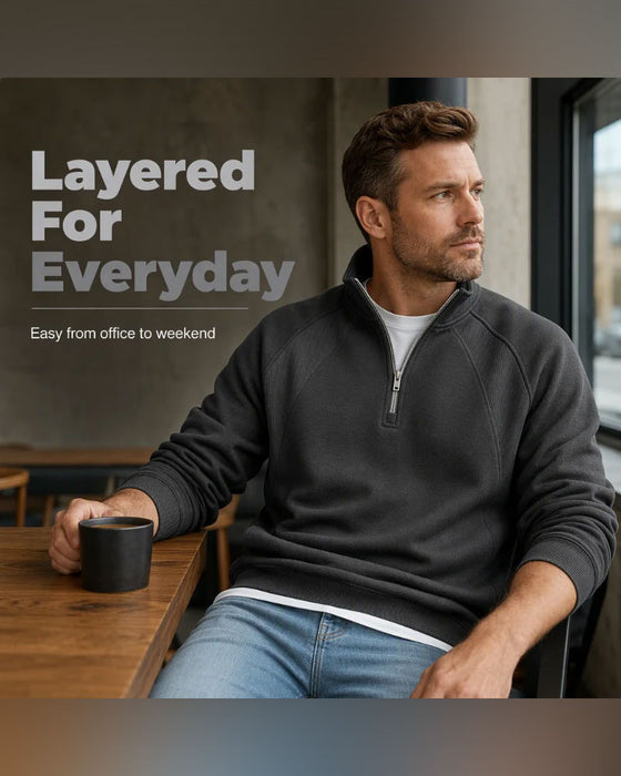 Sweatshirt Halv Zip Ståkrage