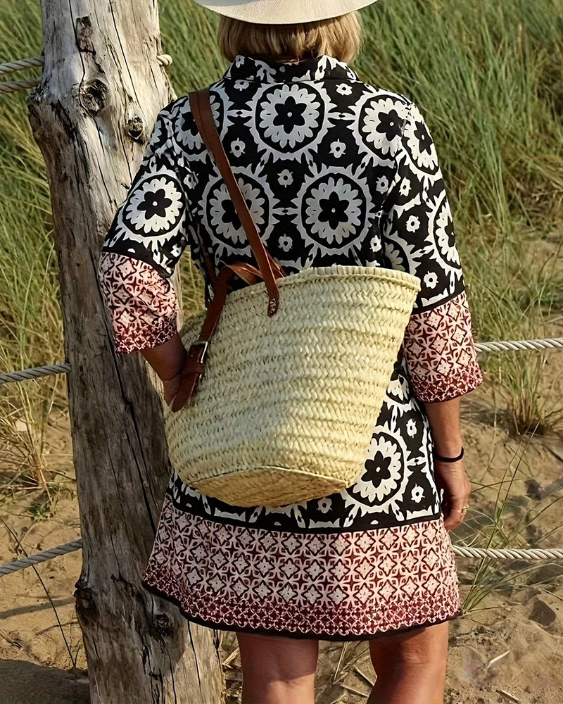 Kjole Etnisk Stil Trekvart Erm