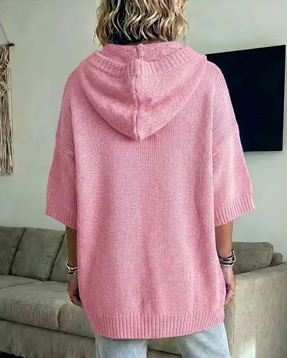 Pullover Knyting Hette Casual