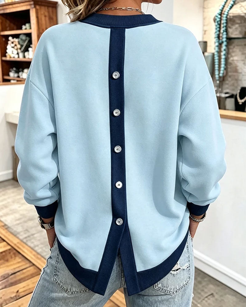 Sweatshirt Fargeblokk Sliss Rund Hals