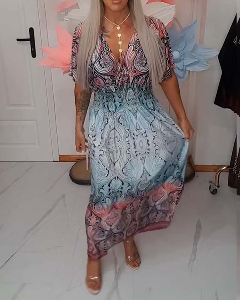 Kjole V-hals Midje Drapert Ferie